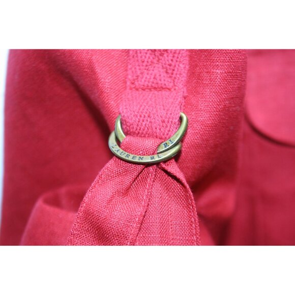 Ralph Lauren LRL Womens Red Linen Button Down Plus Size Top 3X Roll Tab Sleeve - Picture 3 of 8